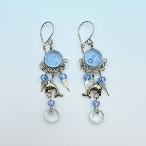Sterling silver Dolphin Dangle Earrings